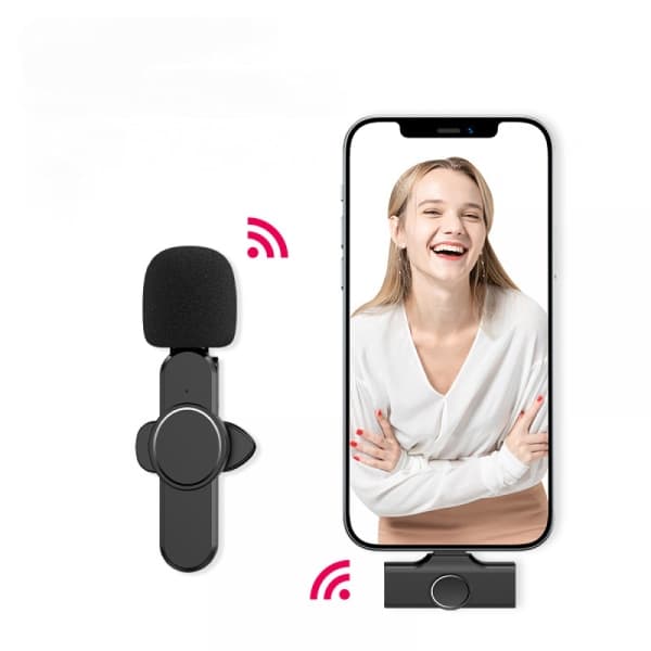 Wireless Microphone for iPhone iPad, Mini Microphone, Wireless Microphones, Wireless Lavalier Microphone, Clip-on Microphones