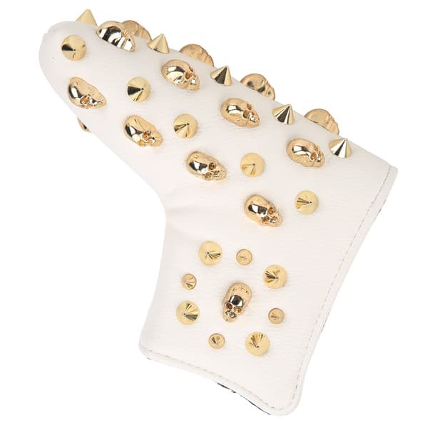 PU Läder Golf Trä Head Covers Vattentät Golf LShape Putter Skeleton Rivet Headcover Protector (Vit)