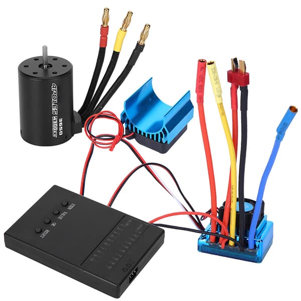 3650 Motor 4300Kv Brushless ESC Køleplade Programkort Sæt til 1/10 RC Bil (60A)