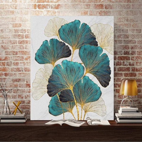 (40x30cm) Neliönmuotoinen diamond painting 5D tee-se-itse Neliönmuotoinen diamond painting Täysporainen Ginkgo Biloba Square diamond painting aikuisille Ristipistosarjan timantti