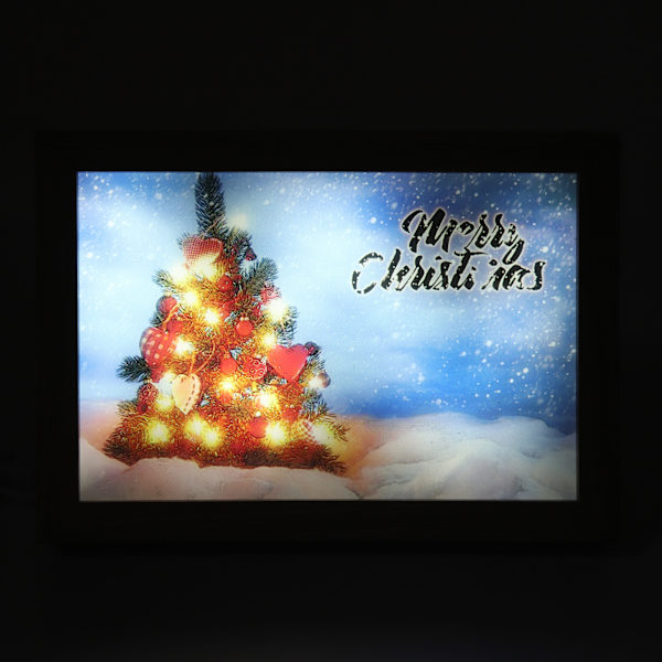 USB LED Julelys-kunstramme - Kreativ A4 Glødende Dekorativ Pynt