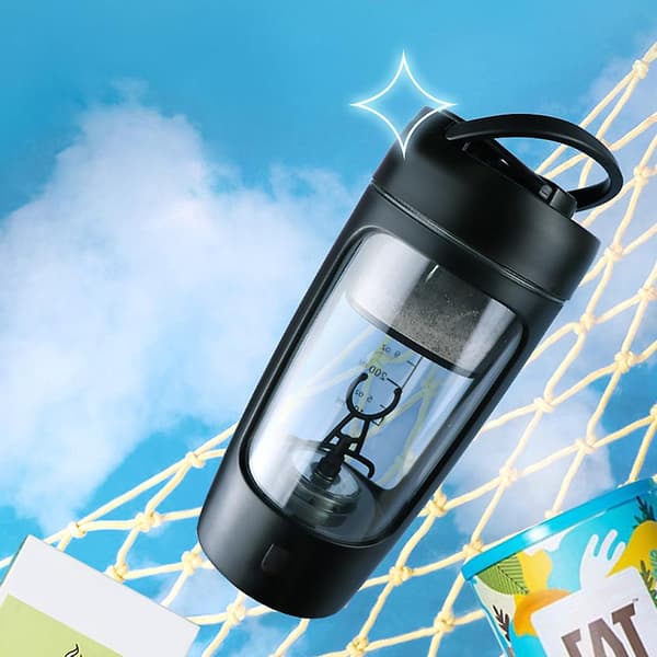 Elektrisk proteinshakerflaske USB-lading proteinshakekopp for utendørs reise White with Powder Box