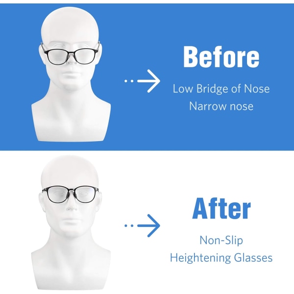 20 par 3,7 mm glasögon näskuddar Fjärilformad halkfri mjuk, självhäftande silikon näskuddar TR-90 glasögon näskuddar för glasögon (svart)