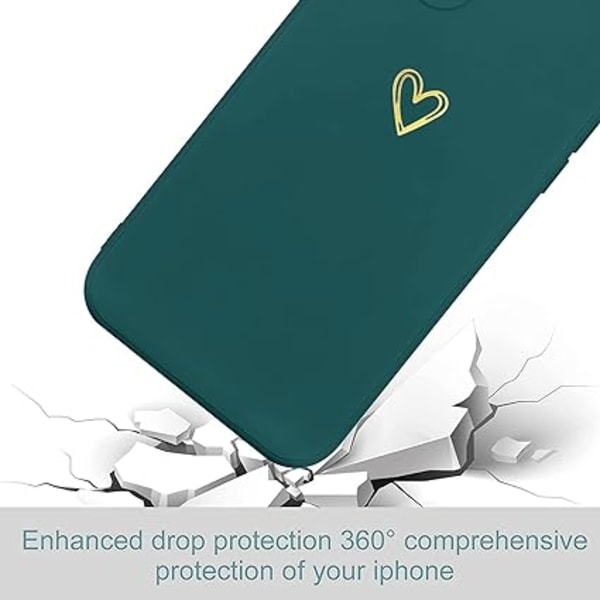 (Vihreä) Case Yhteensopiva Samsung S22 Iskunkestävän Silikoni TPU- case kanssa Golden Love Heart Pattern Söpö pehmeä täysi cover Samsung Galaxylle