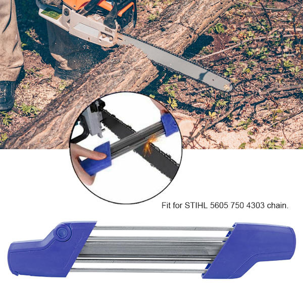 5,2 mm Håndholdt 2 i 1 Kædesavssliber Fil Passer til STIHL 5605 750 4303 3/8in P og 0,325 Blå