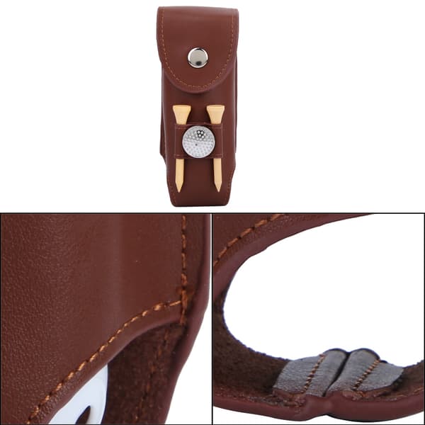 Mini PU Golfboldtaske med Tee Stor Kapacitet Brun
