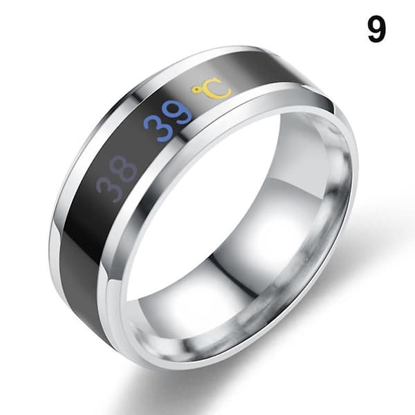 Smart Sensor Kropstemperatur Ring Rustfrit Stål Mode Display Realtids Temperatur Test Fingerring Unisex Rose Gold 7