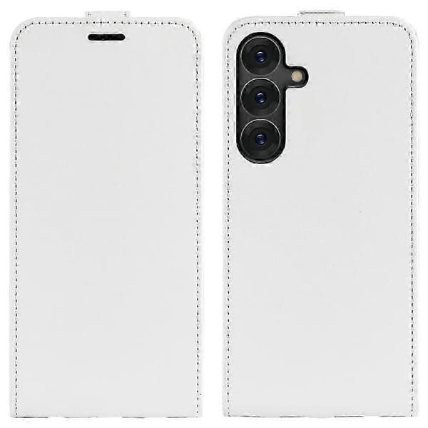R64 Textur Vertikalt Flip Läder Telefonfodral White