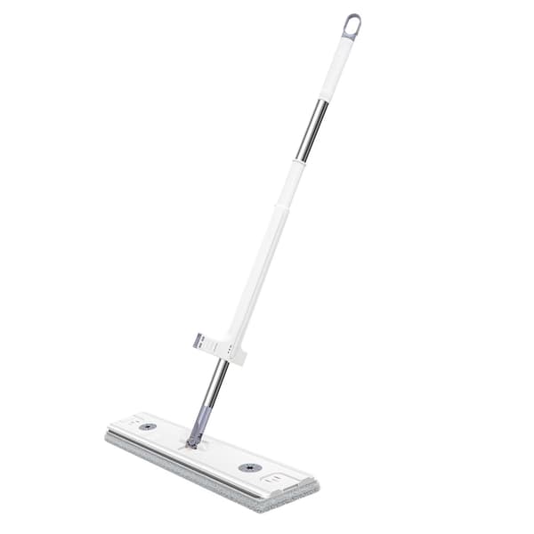 Universal flad gulvmoppe tør og våd mikrofibermoppe med selvudvrider til køkken White 45cm