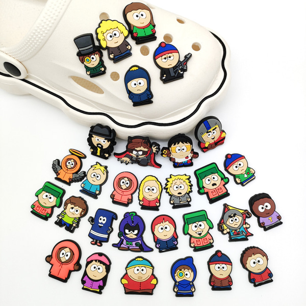 30 delar 3D Clogs Sandaler Ornament (South Park), Skoberlocker, Söta Skoprydnader för Clogs Skor Sandalarmband DIY