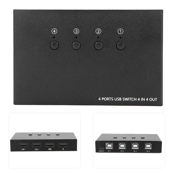 USB Switch 4 Port Tastatur Mus Printer Deling Computer Tilbehør