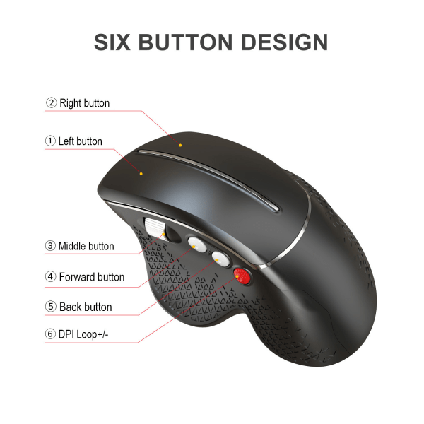 Vertikal mus Ergonomisk design 2.4G trådløst musegreb, gamingmus, komfortabelt greb til Windows PC-spillere