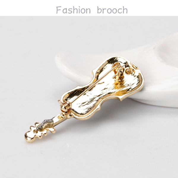 Vintage udsøgt mini violin broche legering musikinstrument mode bryst broche gave - brun