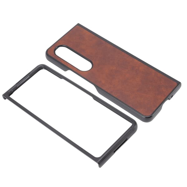 Galaxy Z Fold 4 brunt läder stötsäkert reptåligt vikbart telefonfodral