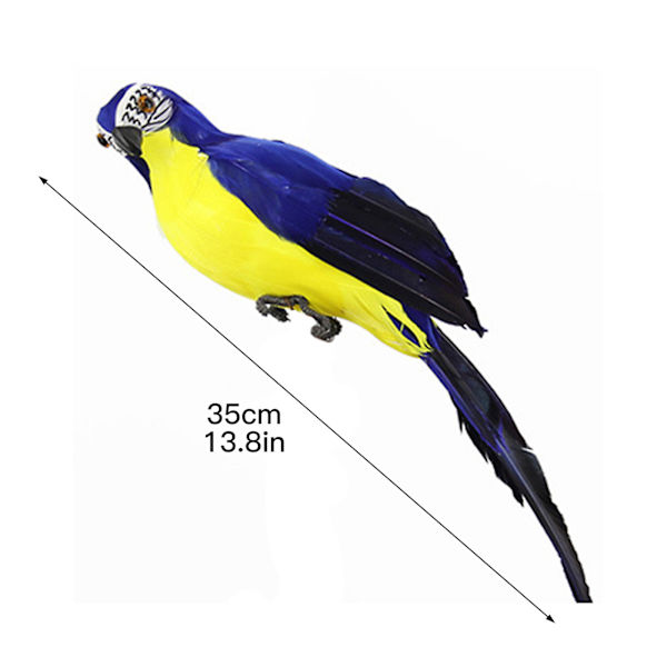 (1 paketti) (Järvi sininen 35cm) Simuloitu papukaija ara Window Gardening Decoration Bird Vaahto höyhenet Suuri papukaija Koti koristeet 35CM