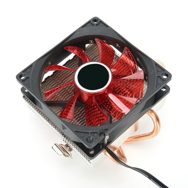 CPU-køler 3-pin stik med lys 2 messingrør til AMD 775 1155 1366 PC-tilbehør rød