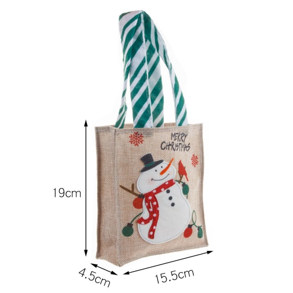 1 stk Snowman julegavepose, linned tegneserie gammel snemand gavepose, slikpose, æblepose, julepose