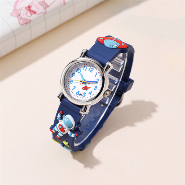 Watch(Blå, Astronaut),Vattentät Barnarmbandsur Quartz Movement,3D tecknad design,Digital watch för 3 år till 12 år
