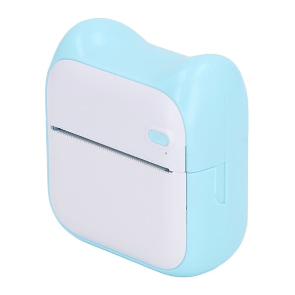 Mini Pocket Bluetooth Termisk Printer med 5 Ruller Papir til Foto Etiket Fejl Notesbog Blå