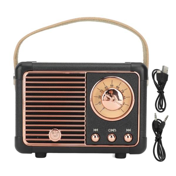 Retro Bluetooth-høyttaler Vintage Dekor Gammel Mote Stil Mini Bærbar Trådløs Høyttaler for Kjøkken Skrivebord Soverom Kontor Utendørs Svart