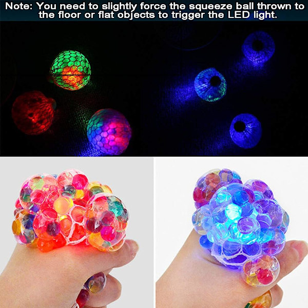 Grape Squeeze Stress Mesh Balls LED Barn Sensoriska Leksaker Vuxen Au