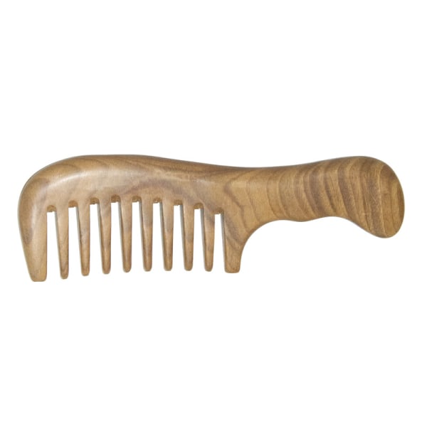 Trækam Stor bred tandkam, grøn sandeltræskam Trækrøllet hår Håndlavede antistatiske hårkamme (18,5 cm)