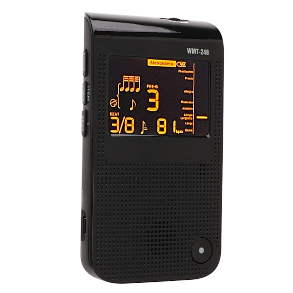 Metronom-Stemmer 3 i 1 USB Genopladelig Universal Digital Metronom-Stemmer Tone Generator til Alle Instrumenter Sort