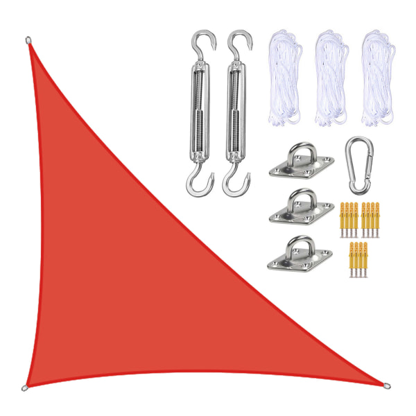 Ulkopuutarhakatos 4*4*5,7M suorakulmainen kolmiovarjostinpurje (punainen) varusteineen