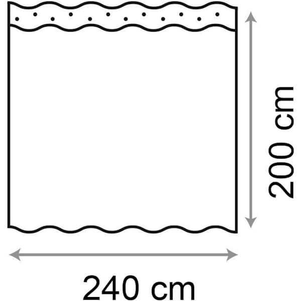 Duschdraperi 240x200cm, Badrumsdraperier med Krokar, Mögelresistent