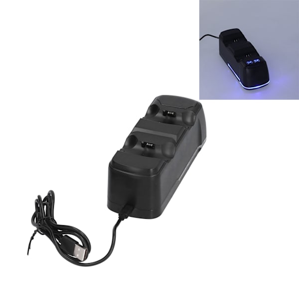 Controller Opladningsstand Base Dockningsstation USB Dobbelt Controller Oplader til PS4 Sort