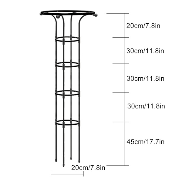 Enkelt cirkel paraply blomsterstand - sort, højde 155CM, cirkel diameter 20CM