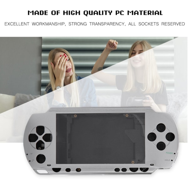 Case Cover Replacement Full Shell Housing Set med knappsats för PSP 1000 (silver)