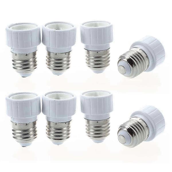 【02】8X E27 til GU10 LED Lys Sokkel Adapter Lampe Pære Omformer Hvit