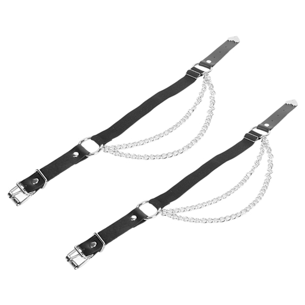 2 stk. Kvinders Benstrømper 45,5 cm Lange Kunstig Læder Metal Kæde Justerbare Spænder Lårbælte til Cosplay Fest Halloween