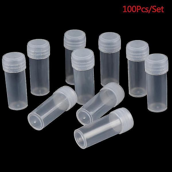 100 st 5 ml plastprovrör med lock för skolkemikalier