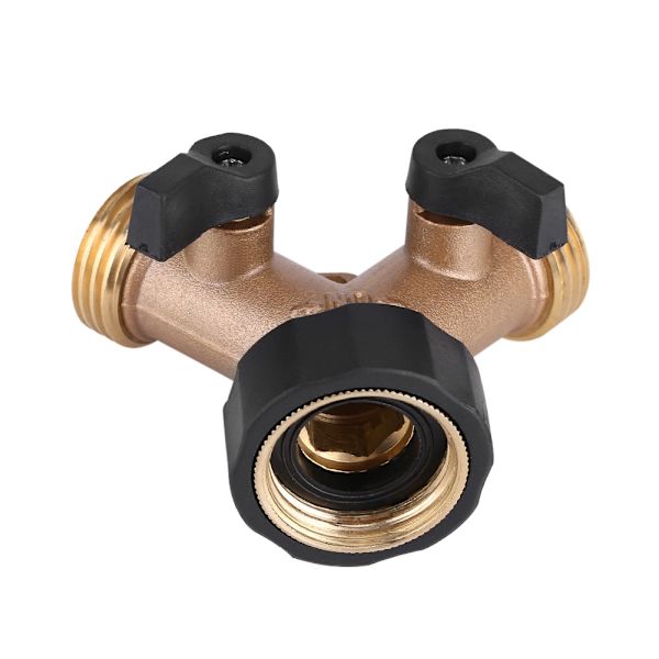 Messing Vannkran Adapter 2 Veis Y-Form 3/4 Slangekobling Hagevanning (Amerikansk Standard)