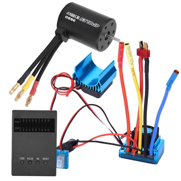 3650 Motor 3100Kv Børsteløs ESC Køleplade Programkort Sæt til 1/10 RC Bil 60A