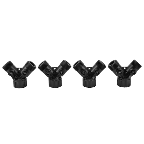 Tap Y Splitter 2 Vejs 2 Ventiler Slange Splitter Stik til Have Slange Hane EU Standard 4 stk Sort
