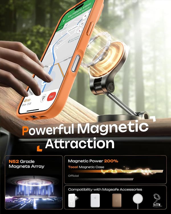 [BT02]MagSafe-kompatibelt magnetisk deksel til iPhone 17 (6,3 tommer) - Oransje[JUN] iPhone 17