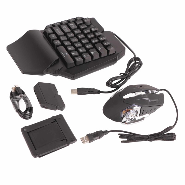 Portabel Mini Speltangentbord Mus USB RGB Handledsstöd Halv Hand 35 Tangenter Tangentbord Mus med Konverterare för Android för IOS