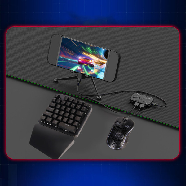 Tastaturkonverteringssett Plug and Play Enhåndsspillkombinasjon for tastatur og mus med konverter for PS5 for Switch