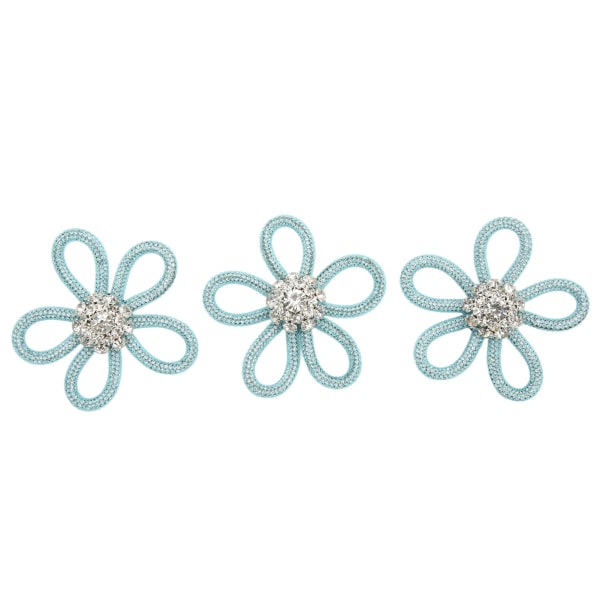 3 st Brocher för Skor Söta Färger 6cm Rhinestone Bred Blomma Form Kläder Broch för Skor Väska Bröllopsklänning Blå Mesh Vit Rhinestone