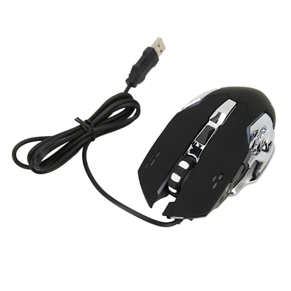 Ledningsforbundet Gaming Mus USB Optisk Computer Mus med RGB Baggrundsbelysning 4 Justerbar DPI Op til 3600 Bærbar Lydløs Mus til Windows 7 8 10 XP Sort