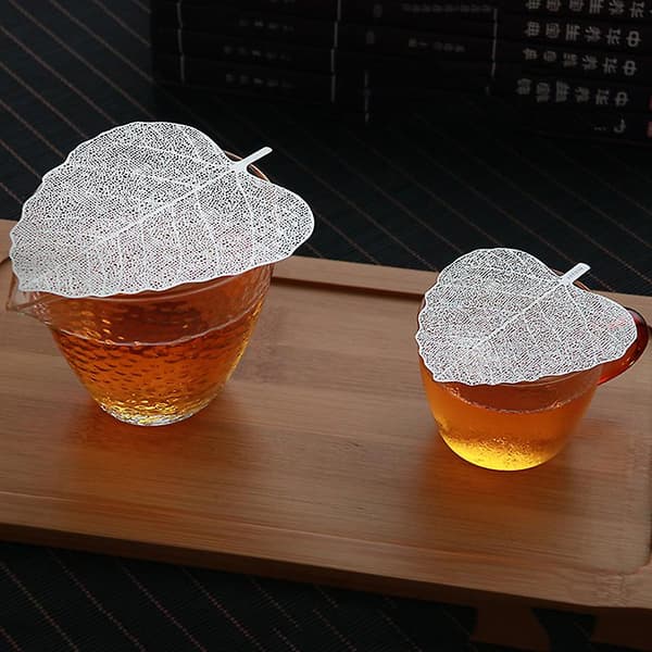 Tesil i rustfritt stål med bladform, tilbehør til tesett, tesil for te og kaffe Large Tea Strainer (10x11cm)