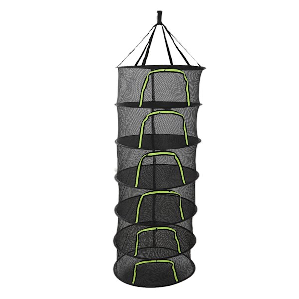Foldbar Plante Tørring Net Multilayer Lynlås Design 60cm Diameter Urte Knopper Tør Net med Opbevaringspose 6 Lag