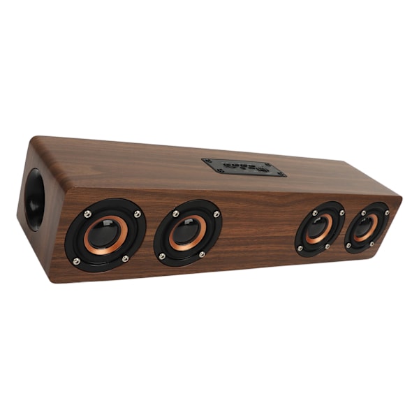 Trä Bluetooth-högtalare väckarklocka med 4 högtalare 4 spelmod hög effekt digital klocka för sovrum sängbord träkorn