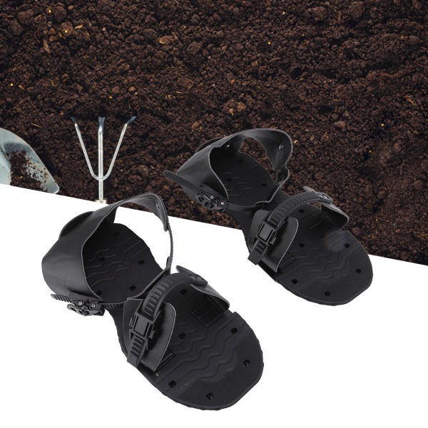 Par Spike-Sandaler PU Græslufter Sko Græslufter Værktøj til Havehaveplanter Sundhed Sort
