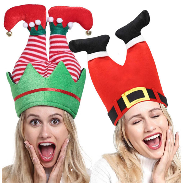 2 STK Julenisse og alvebukser hatter for morsomme morsomme