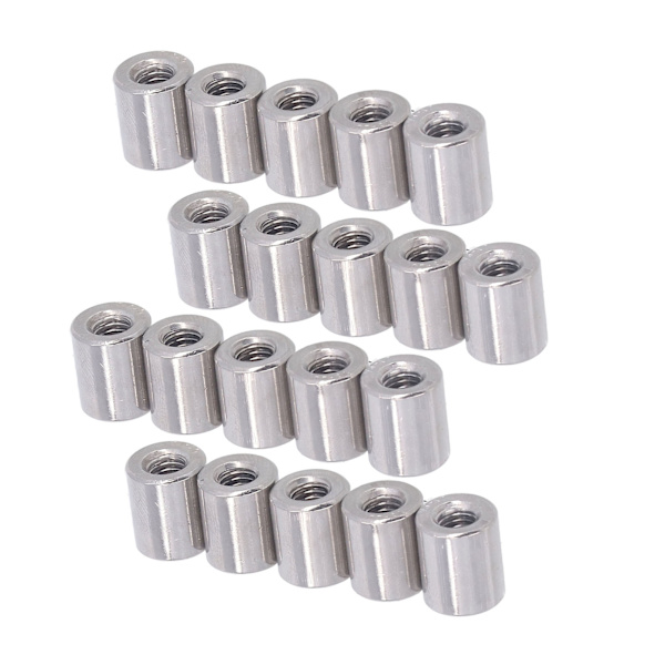 20-pack M6 Honmutter Runda Koppling - Cylindriska Kopplingmutter i 304 Rostfritt Stål