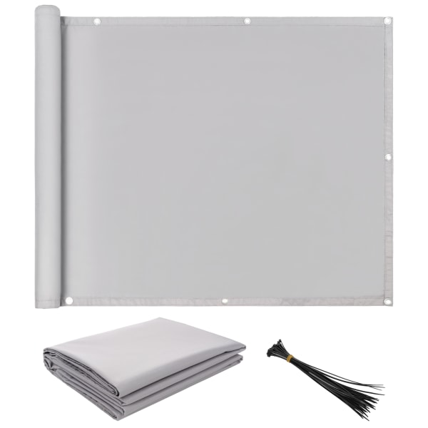 Polyester anti-UV og vanntett privat skjerm hageskjermnett - 0,9*4 m grå (materiale: polyester vanntett, 20 knapphull, 25 25 cm buntebånd)